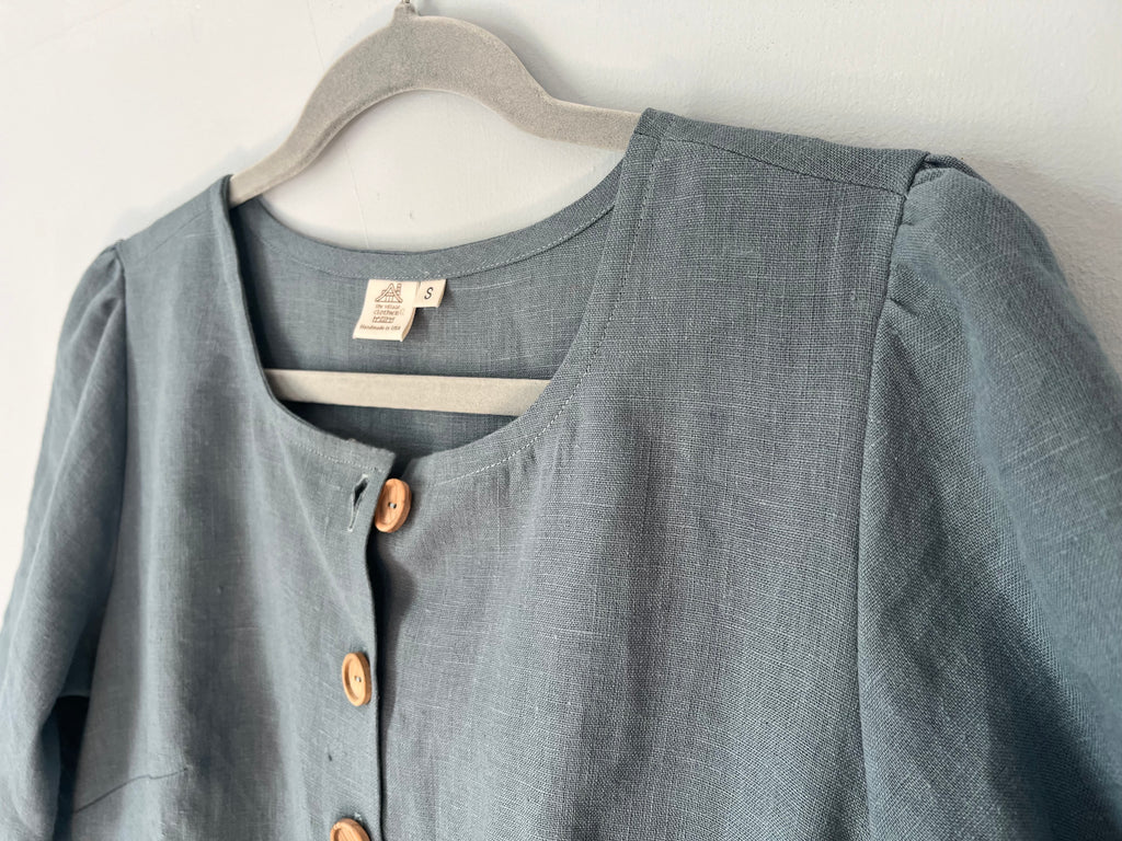 MADE TO ORDER: Village Dress, 100% Linen, Navy Blue, with Pockets
