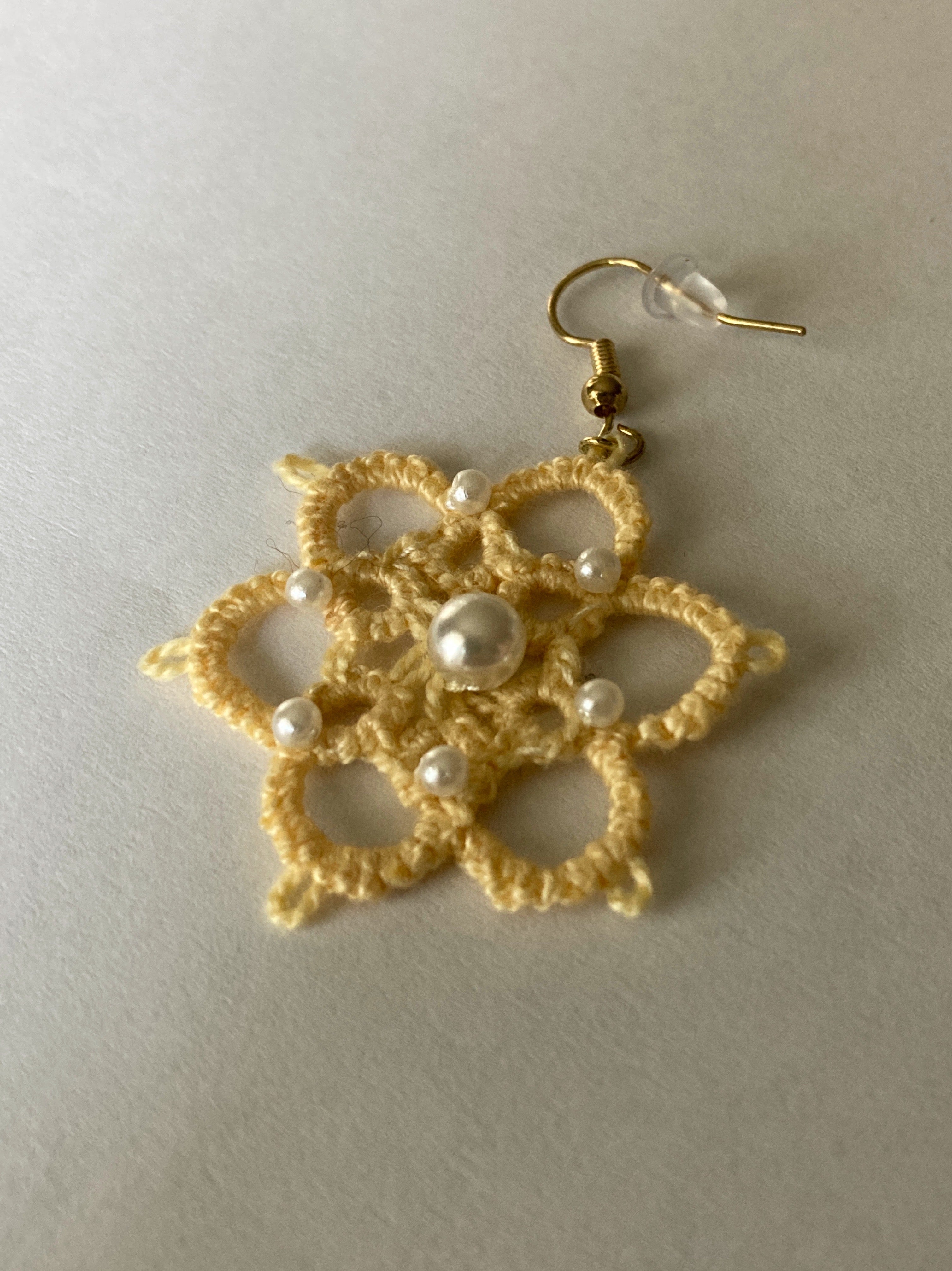 Tatted Lace Earrings, Flowers