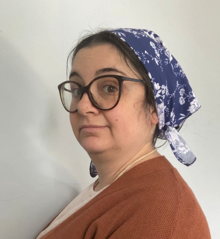 Cotton Headscarf, Blue Floral