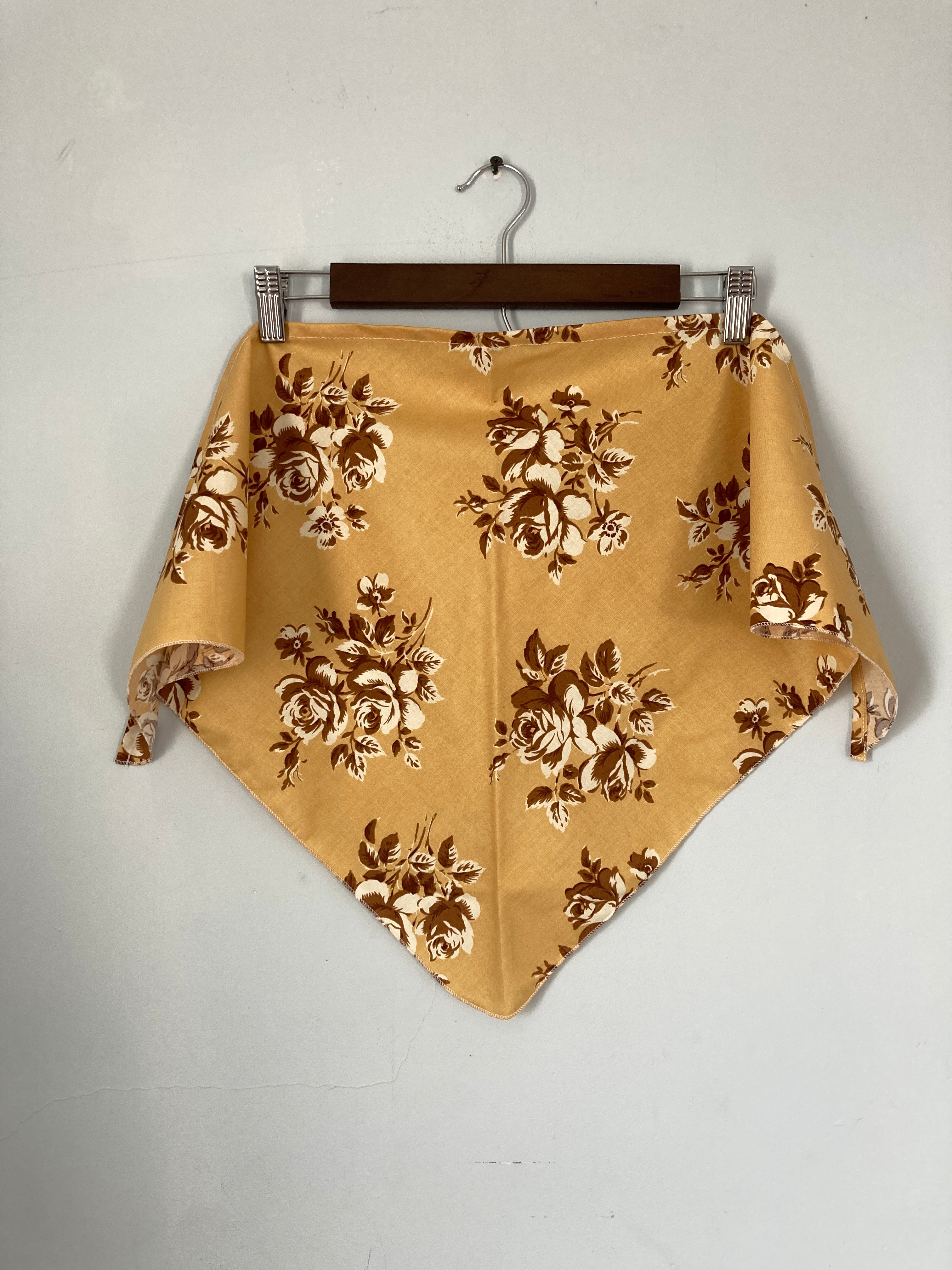 Cotton Headscarf, Gold Floral