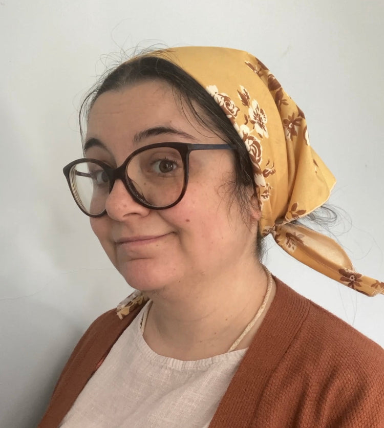 Cotton Headscarf, Gold Floral
