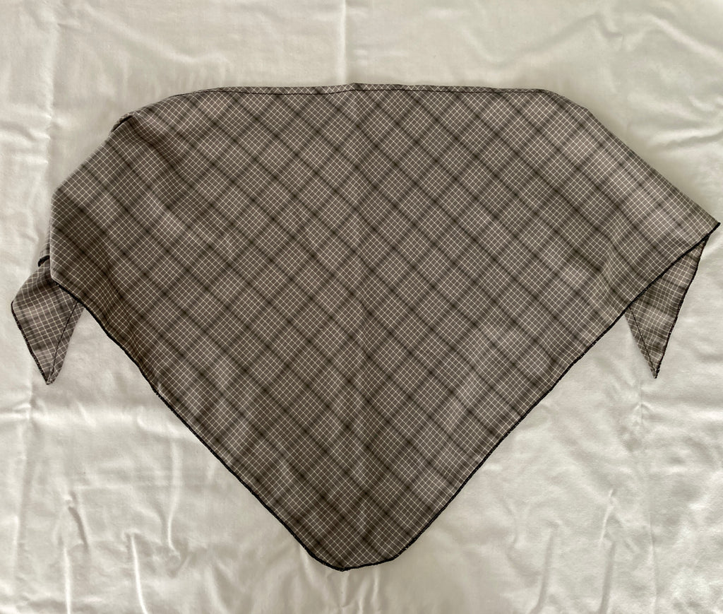 Cotton Headscarf, Grey Plaid