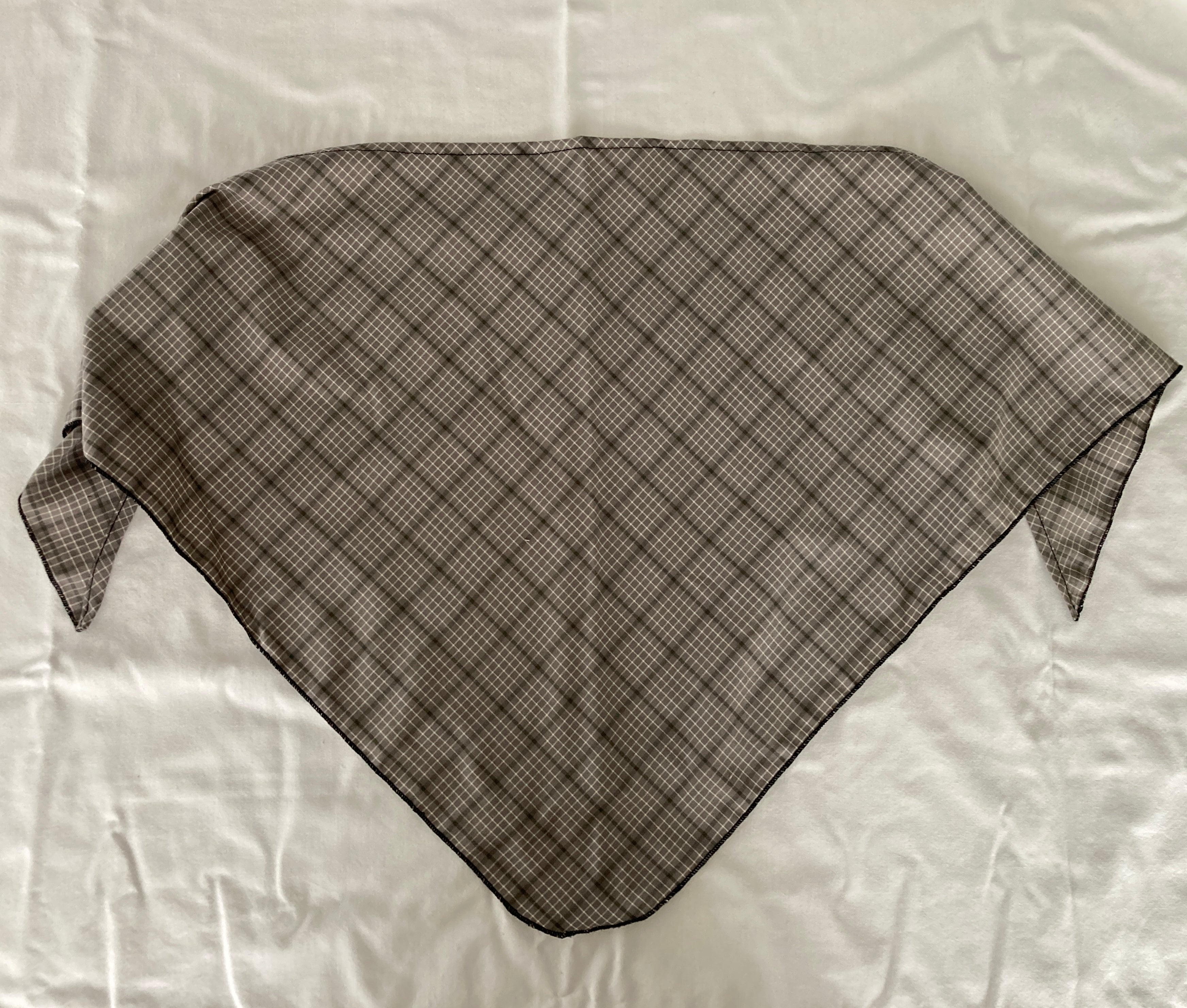 Cotton Headscarf, Grey Plaid