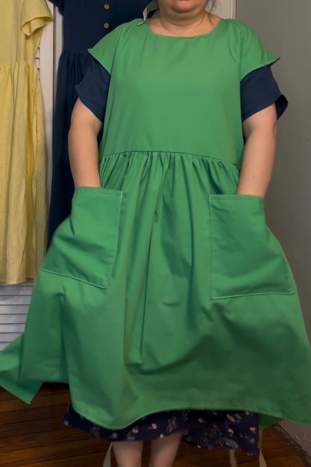 PREORDER, Black Apron Dress, Cotton with Pockets