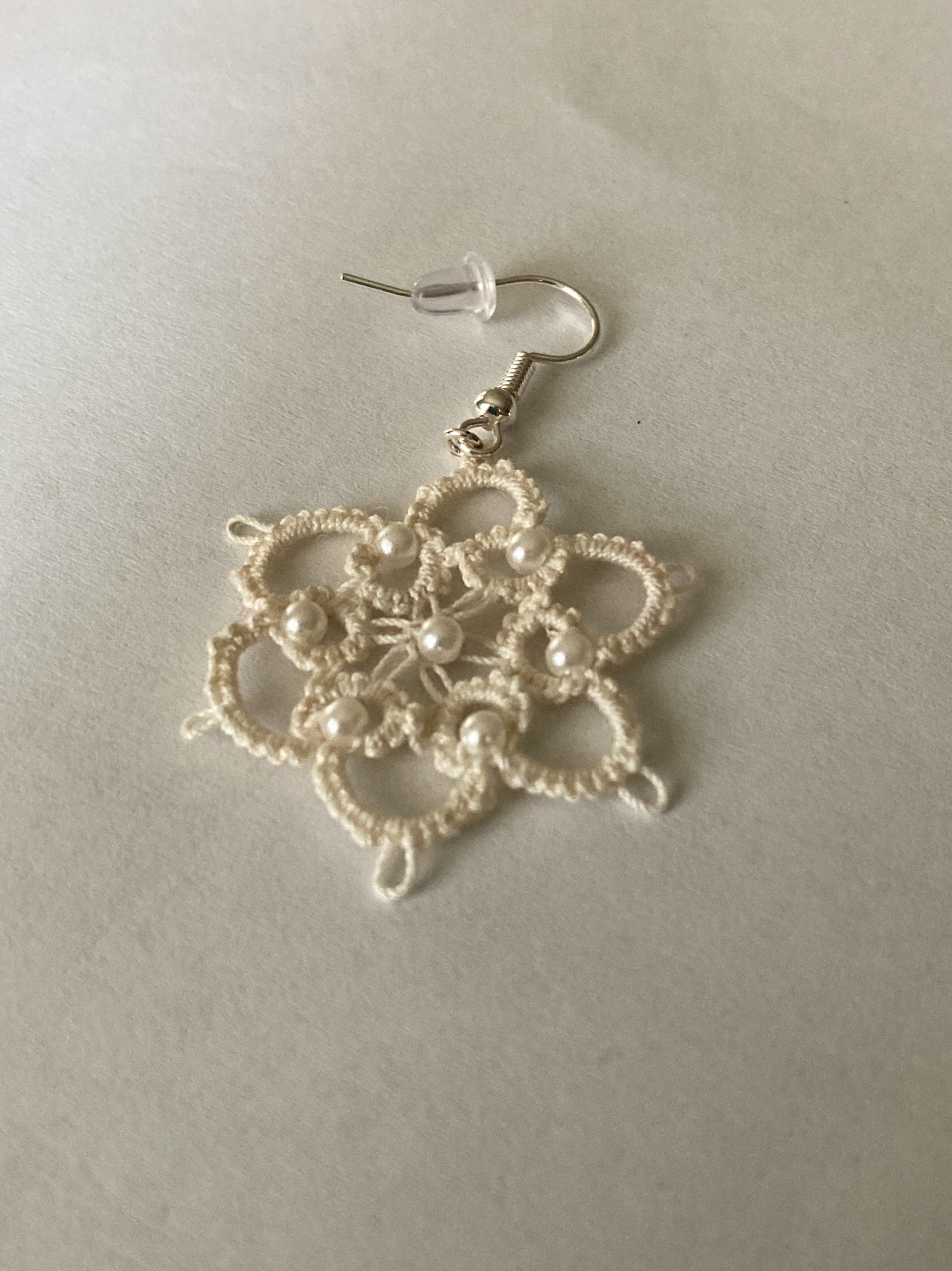 Tatted Lace Earrings, Flowers