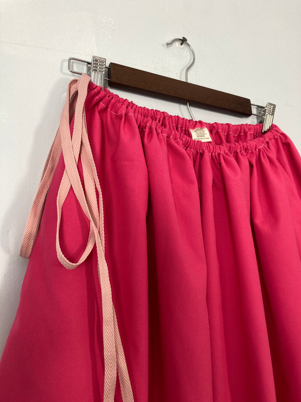 Drawstring Skirt, Cotton, Bright Pink, with Pockets