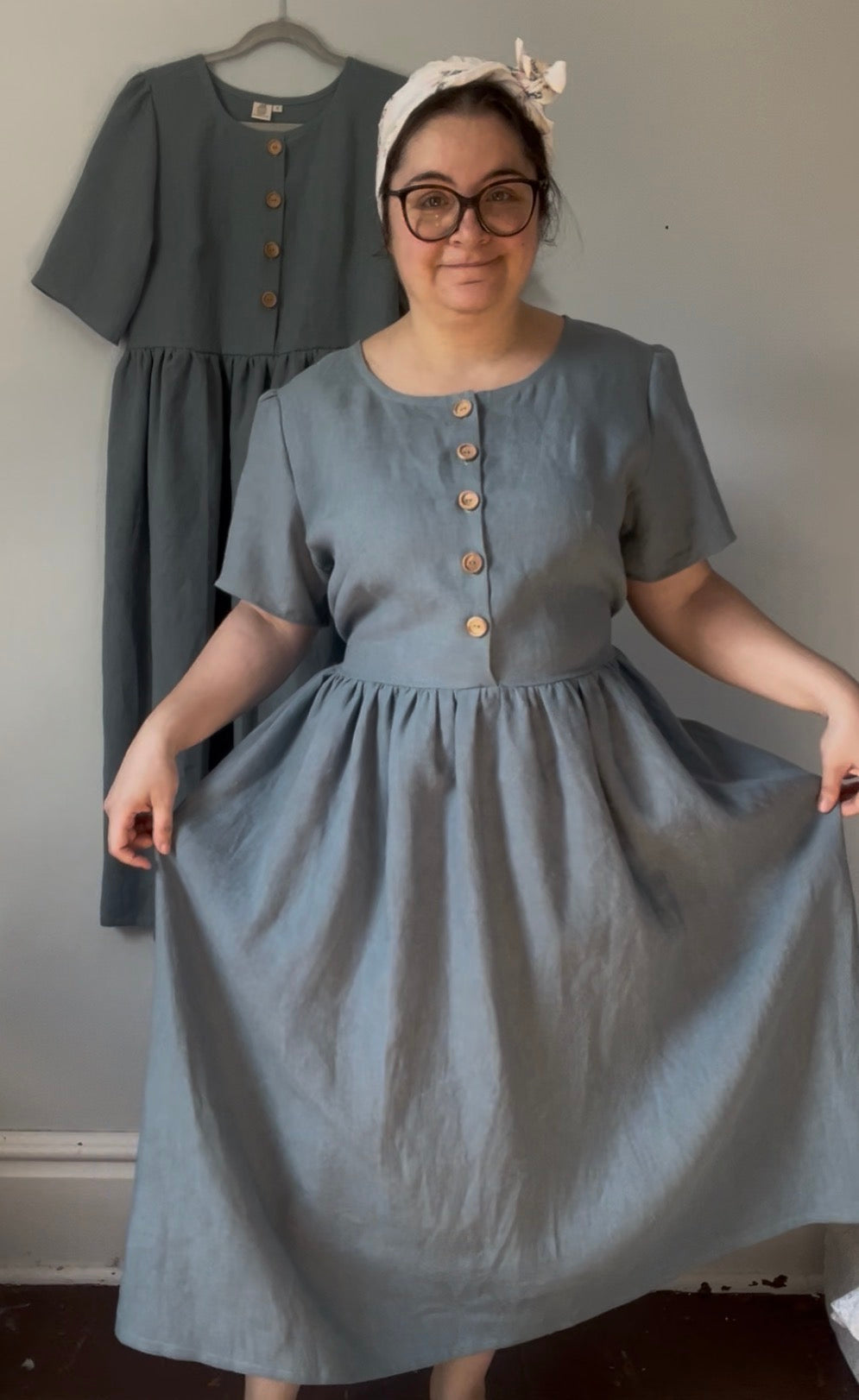 MADE TO ORDER: Village Dress, 100% Linen, Navy Blue, with Pockets