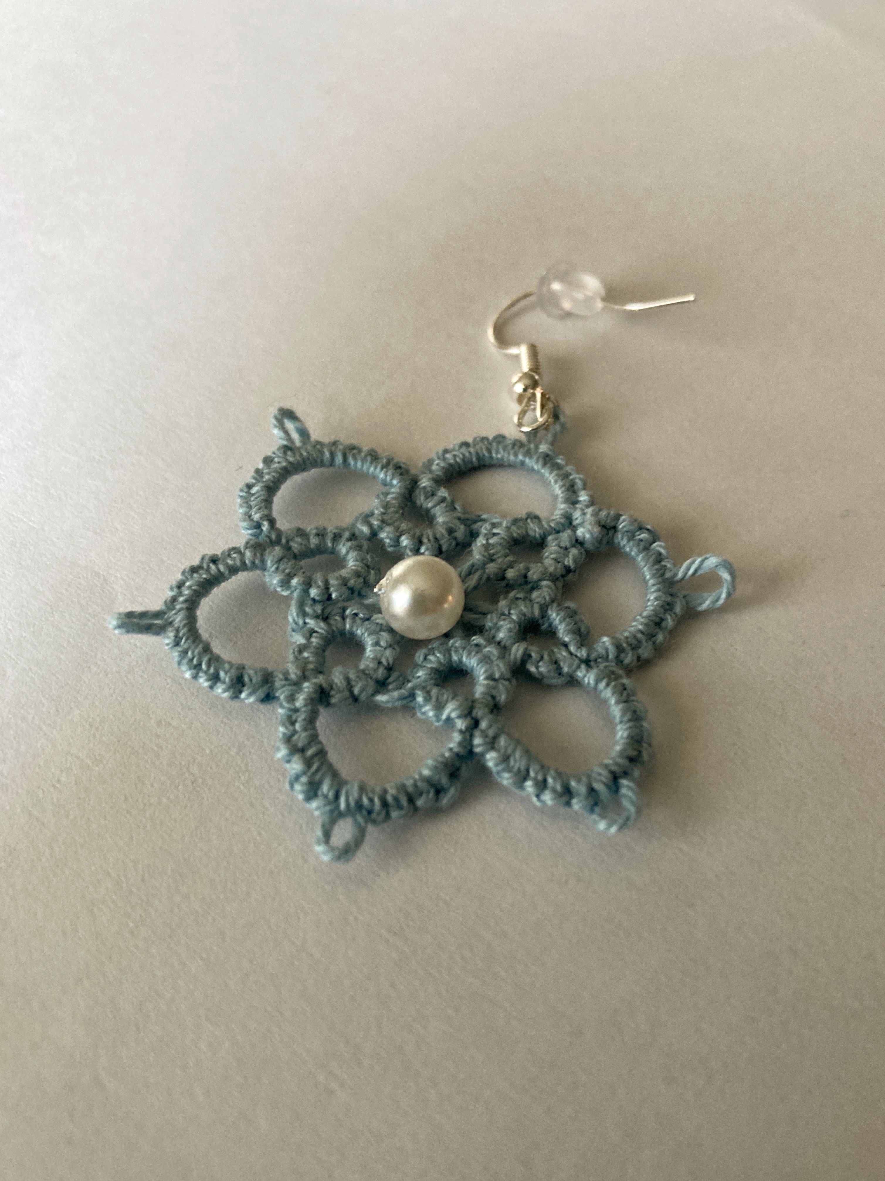 Tatted Lace Earrings, Flowers