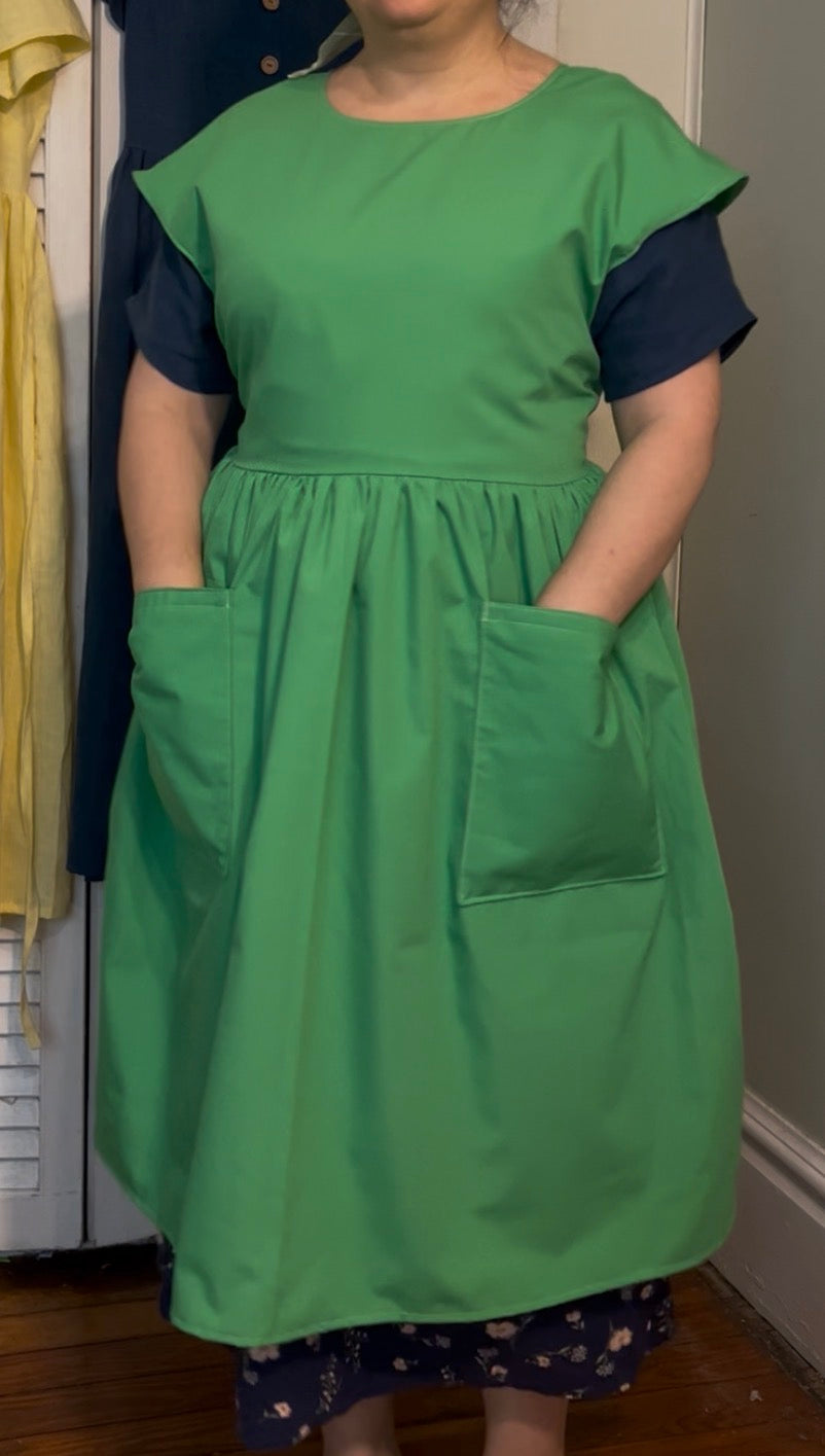 PREORDER, Black Apron Dress, Cotton with Pockets