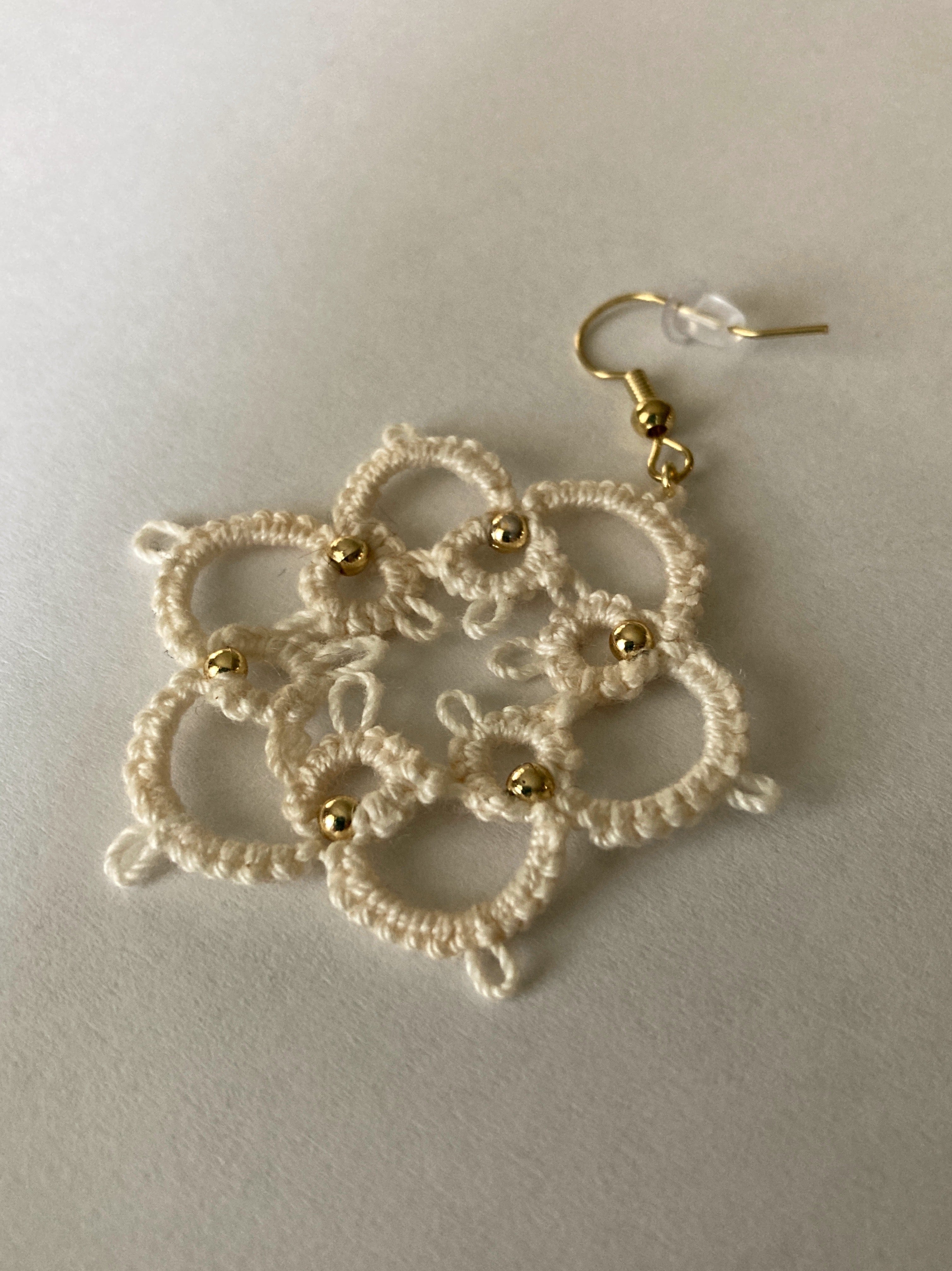 Tatted Lace Earrings, Flowers