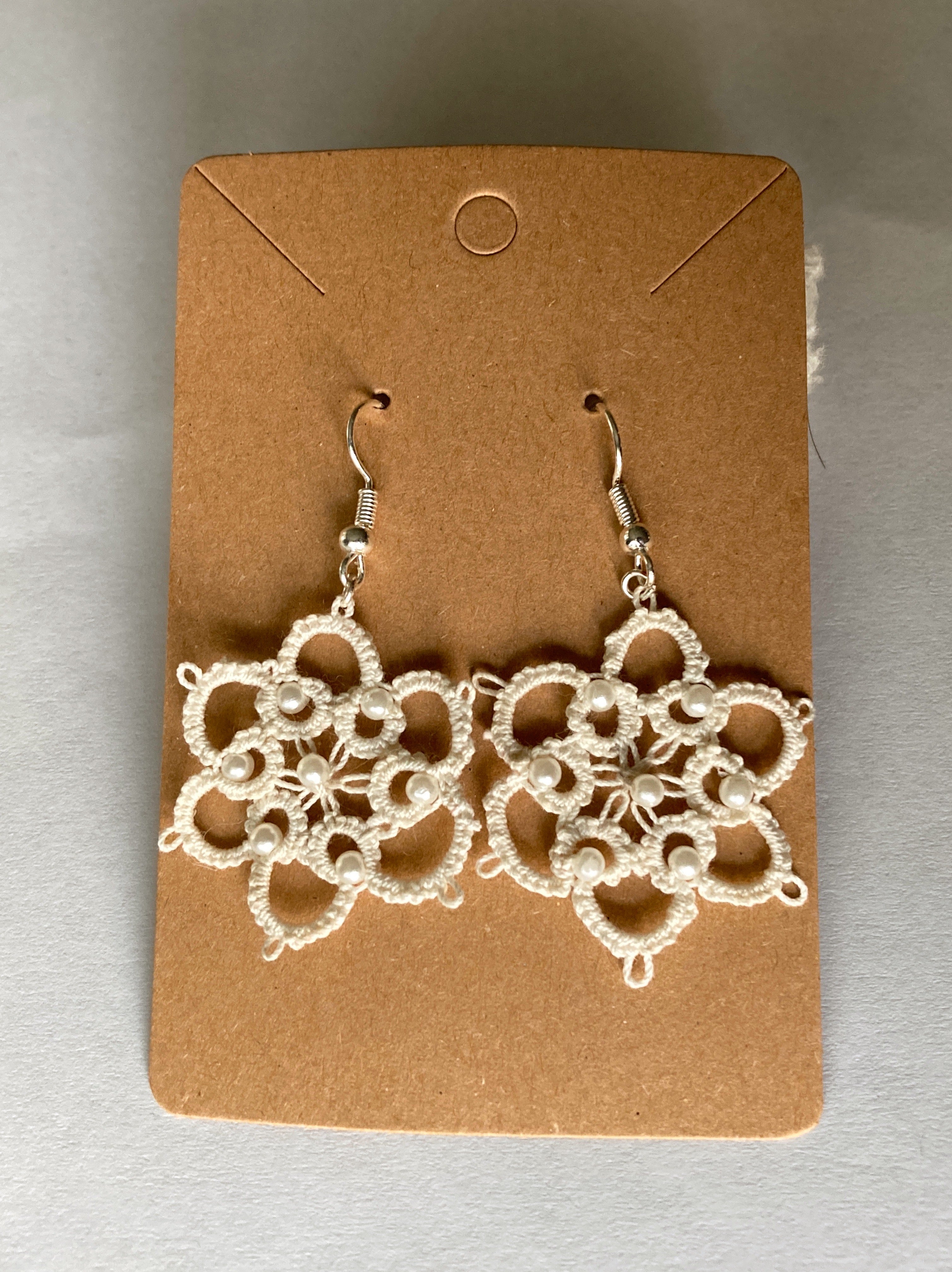 Tatted Lace Earrings, Flowers