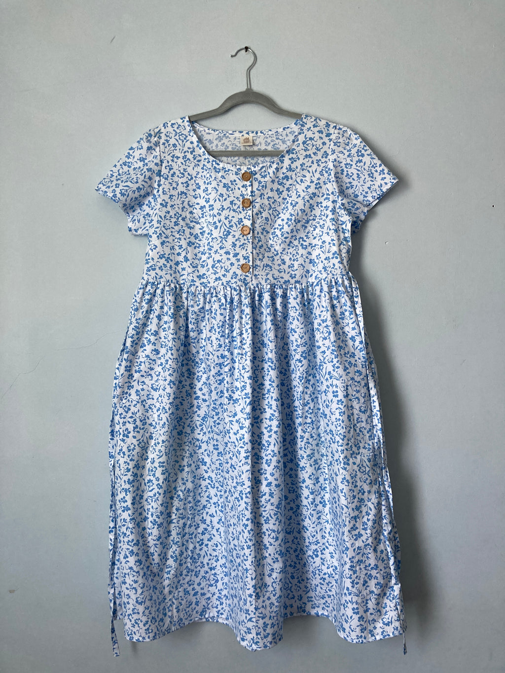 Village Dress, 100% Cotton, with Pockets, Size S (4/6, 36" bust)