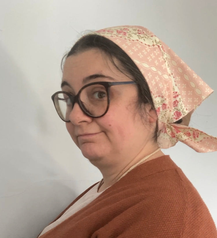 Cotton Headscarf, Pink Floral