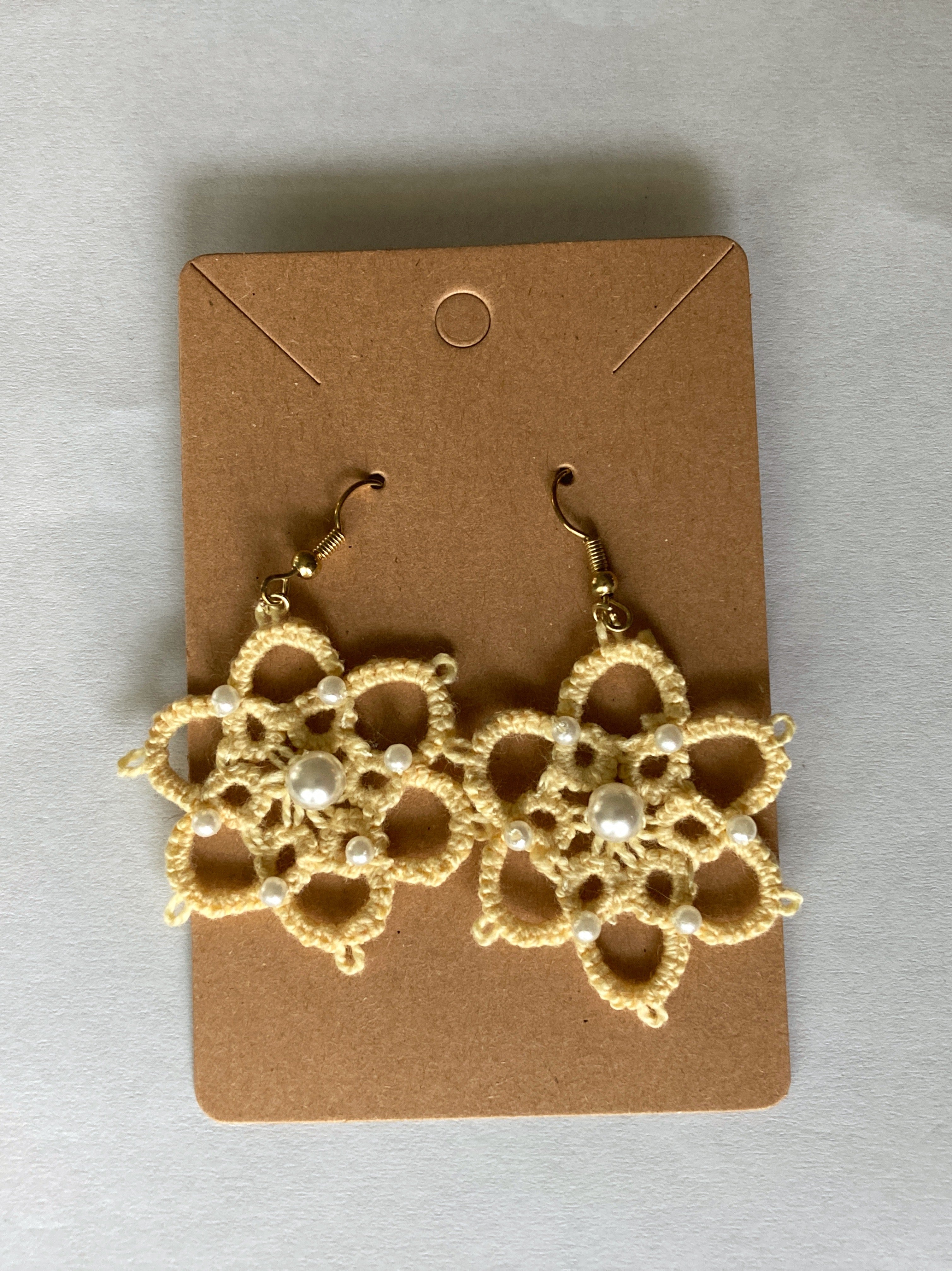 Tatted Lace Earrings, Flowers