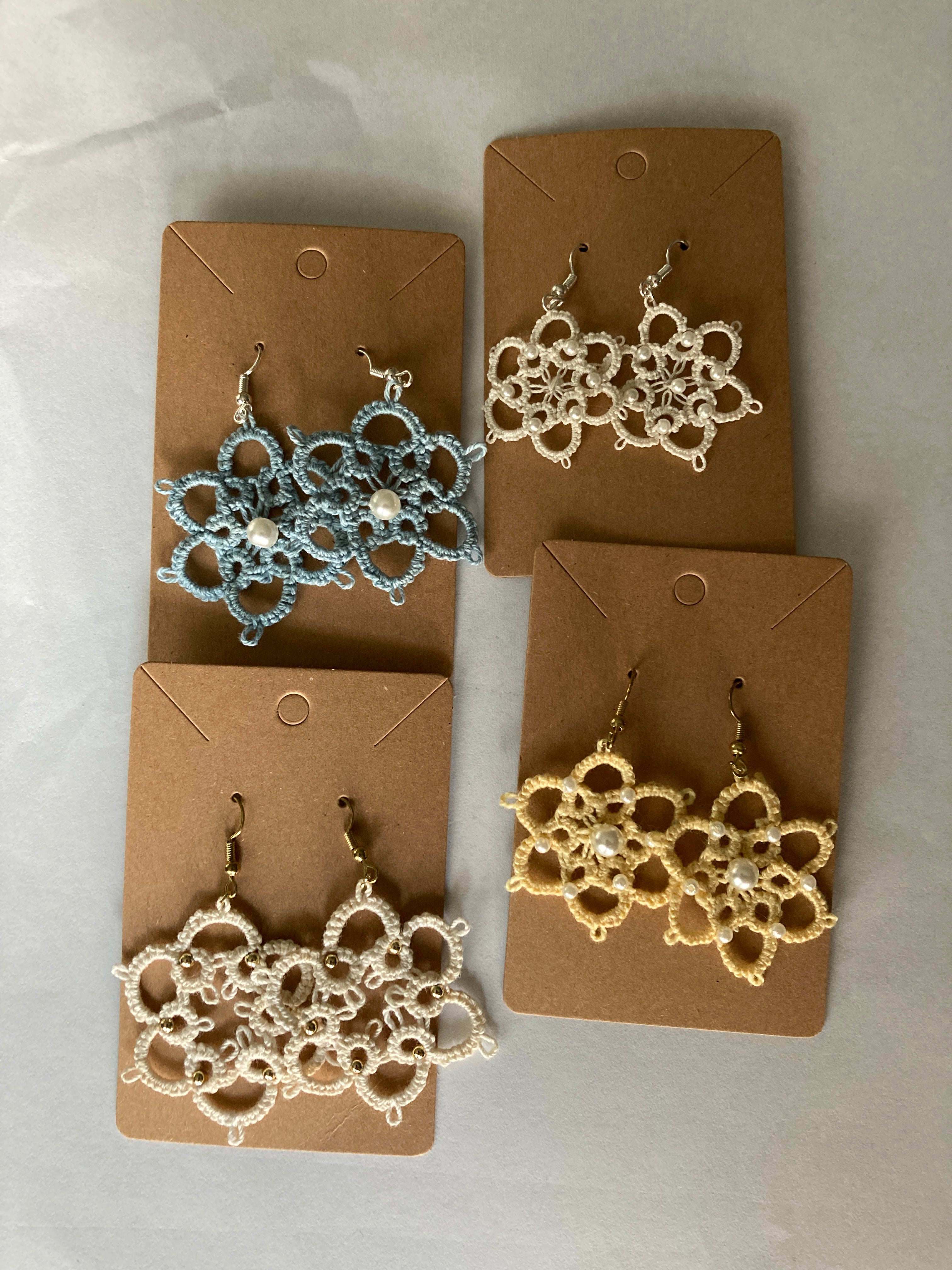 Tatted Lace Earrings, Flowers