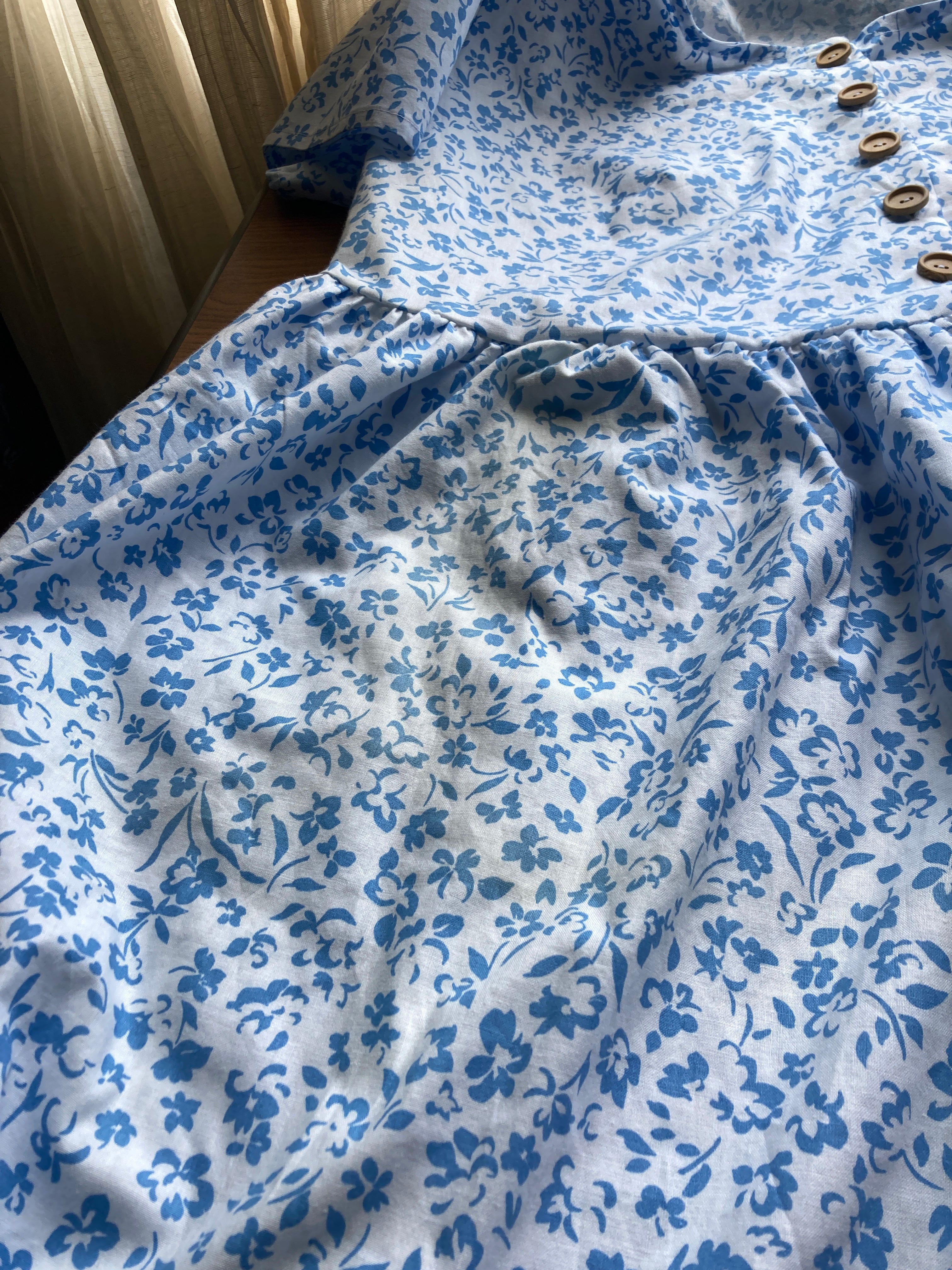 Village Dress, 100% Cotton, with Pockets, Size XL (16/18, 44" bust)